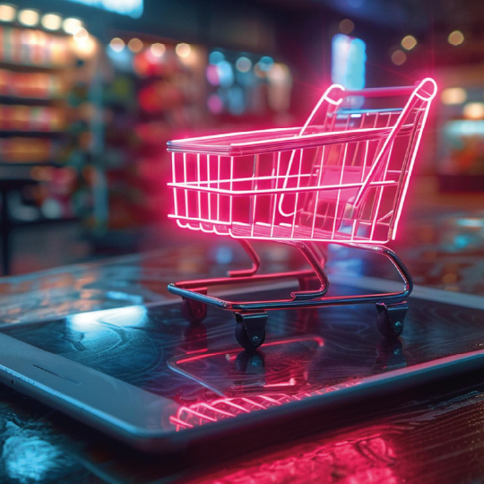 Carrito de compras sobre tablet representando diseño de tiendas online modernas - Exora