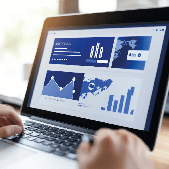 Publicidad digital con métricas y análisis de rendimiento en laptop - Exora