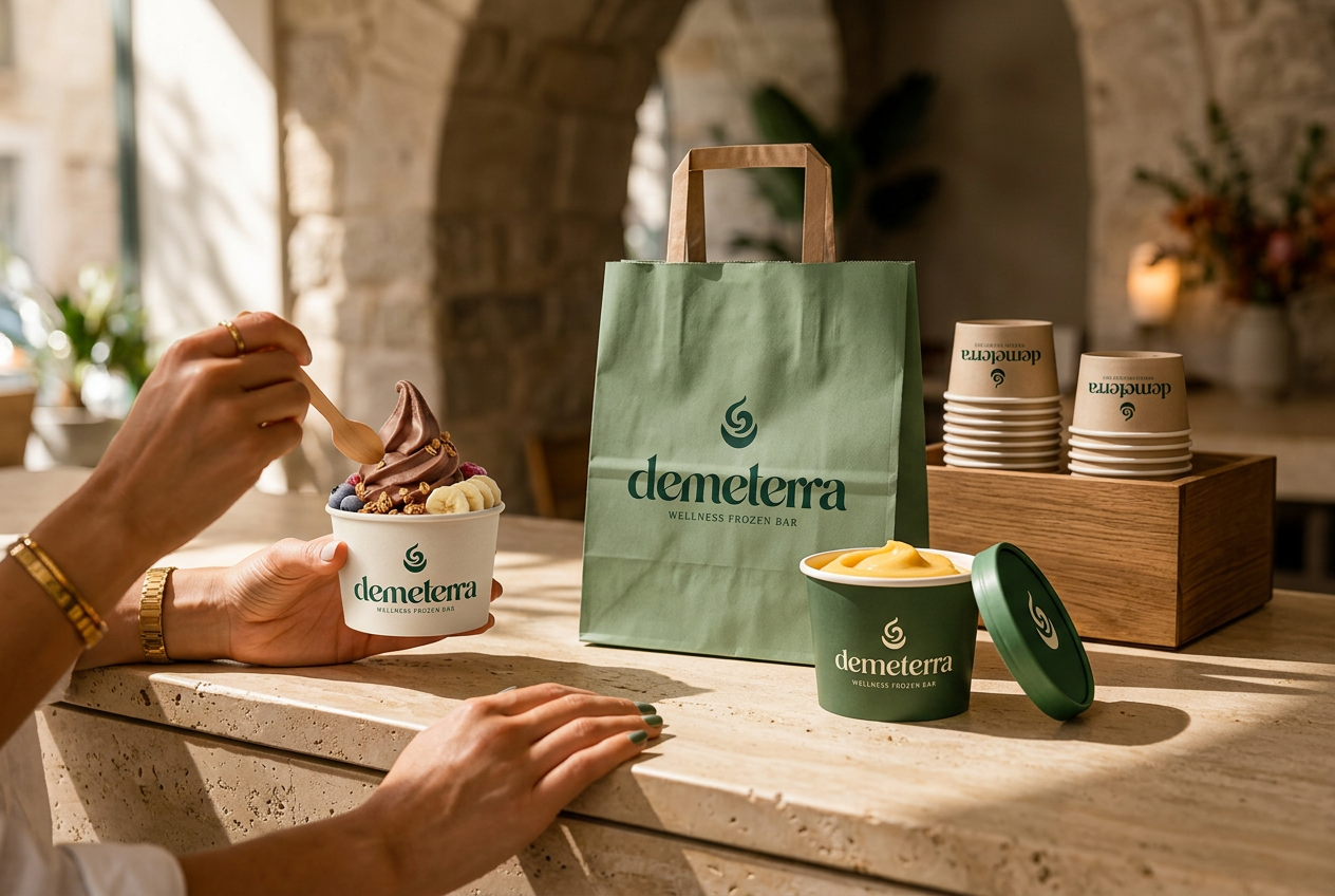 Demeterra — packaging en contexto